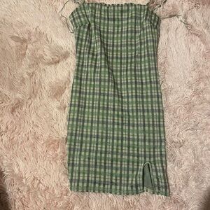 Lovely Day Green and White Pencil Dress with Slit